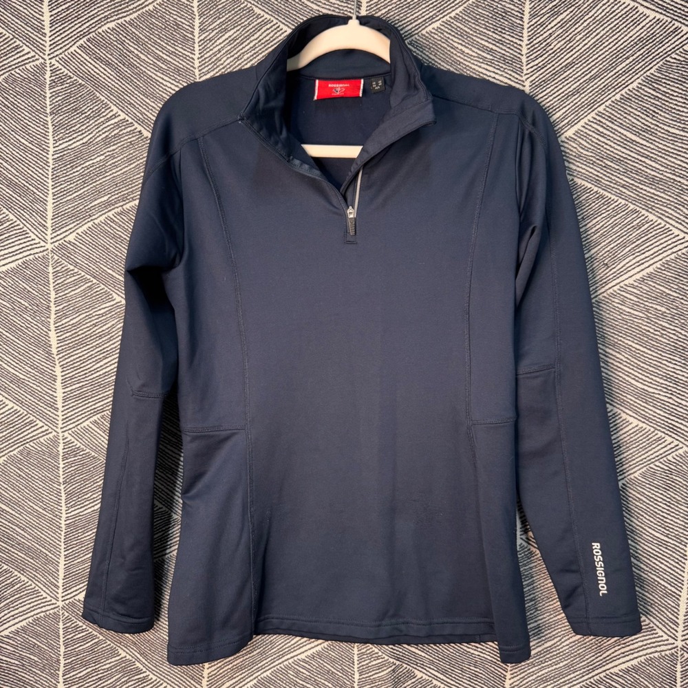 Rossignol Navy Blue 1/4‎ Zip Pullover Fleece Athletic Top Women's M L Ski